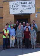 Photo of Maj. Gen. Dorko and Lt. Col. Colloton with the FWDA and Albuquerque Fort Wingate School Project Office teams.