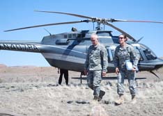 Photo of Maj. Gen. Dorko and Lt. Col. Colloton, the Albuquerque District Commander, arrive at FWDA.