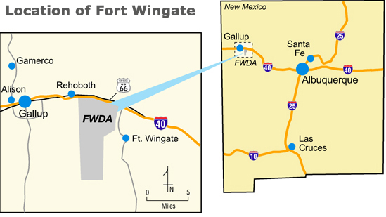 Fort Wingate location map.